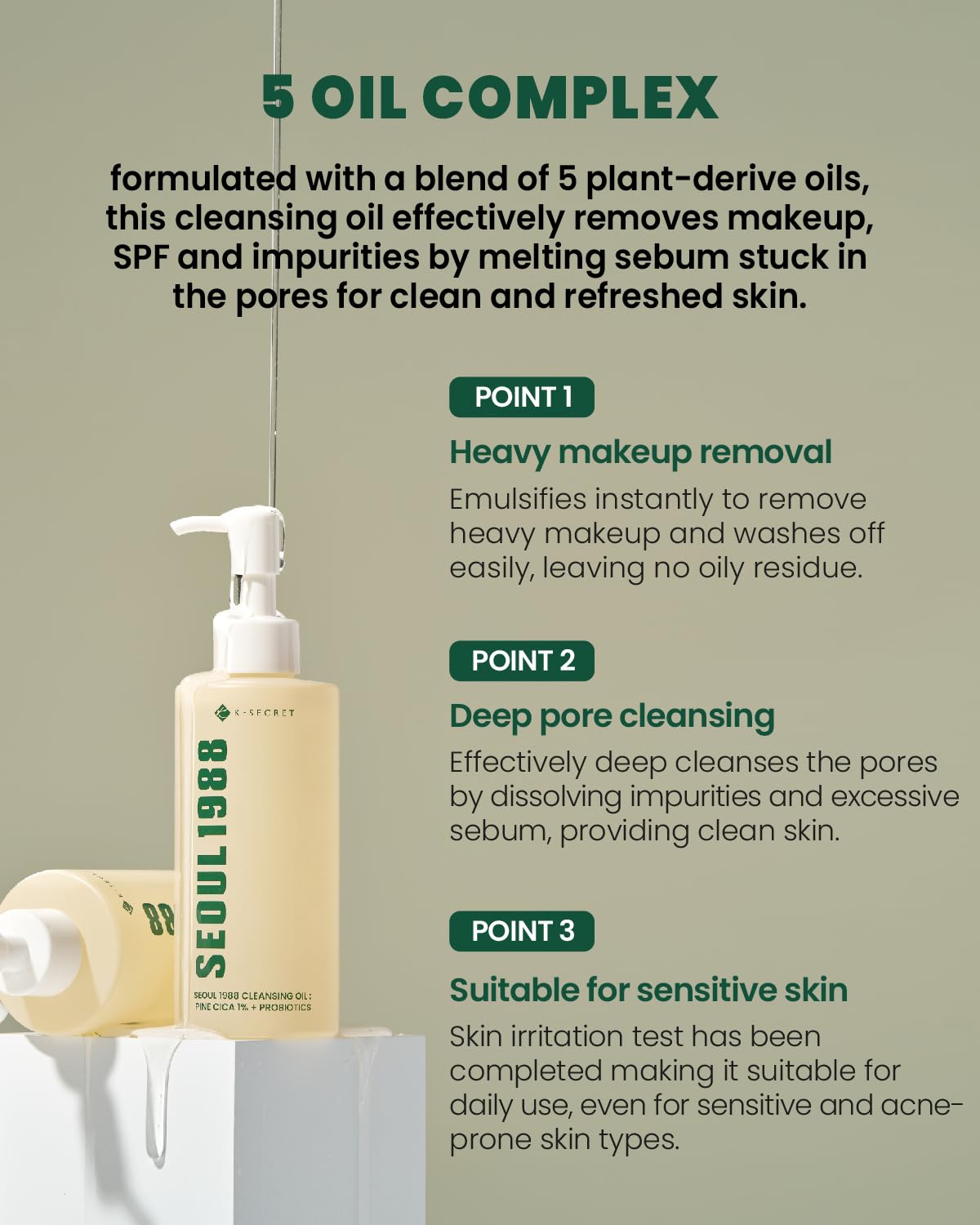KSECRET SEOUL 1988 Cleansing Oil  Pine Cica 1% + Probiotics [200ml]